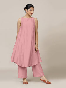 Anoki x Rozaana | A Line Kurta in Sea Pink with Thread Work | Coords or Only Kurta