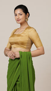  Aziza x Rozaana | Elbow Sleeves Saree Blouse in Gold_1