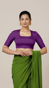  Aziza x Rozaana | Elbow Sleeves Saree Blouse in Purple_7