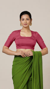  Aziza x Rozaana | Elbow Sleeves Saree Blouse in Rani Pink_1