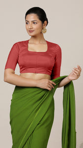  Aziza x Rozaana | Elbow Sleeves Saree Blouse in Crimson Red_1