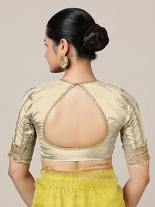 Aziza x Tyohaar | Elbow Sleeves Saree Blouse in Cream
