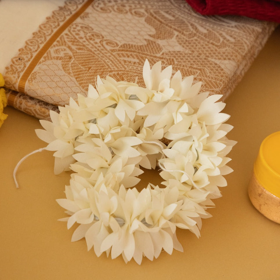 Jasmine Flower Mullapoo | Fabric Gajra | Washable + Reusable
