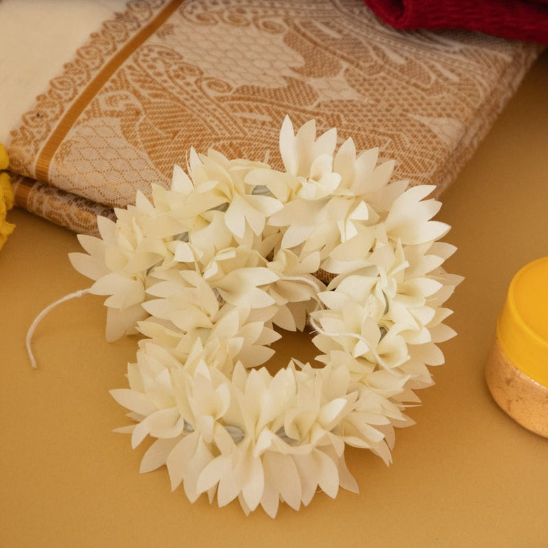 Jasmine Flower Mullapoo | Fabric Gajra | Washable + Reusable-Binks