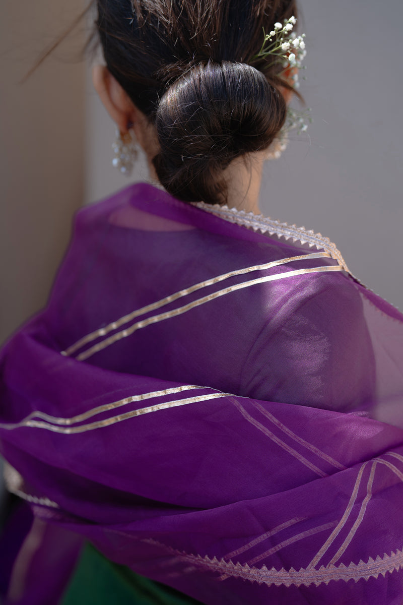 Falak x Tyohaar | Purple Organza Dupatta-Binks