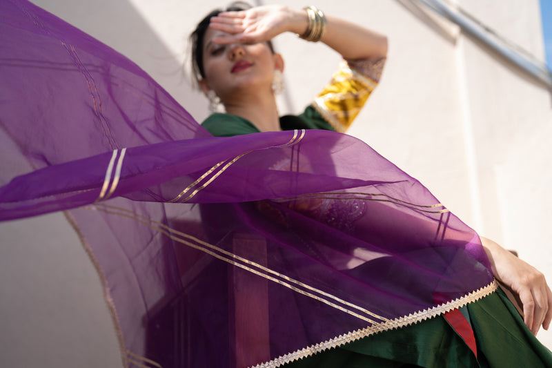 Falak x Tyohaar | Purple Organza Dupatta-Binks