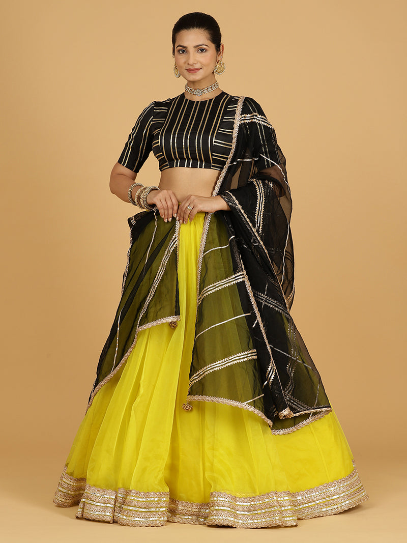 Chandni x Tyohaar | Organza Dupatta with Gold Gota Lace-Binks