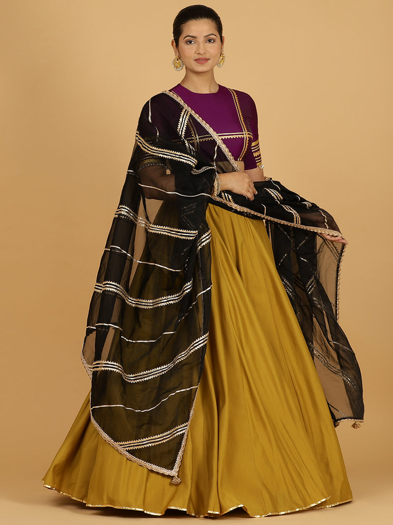 Chandni x Tyohaar | Organza Dupatta with Gold Gota Lace-Binks