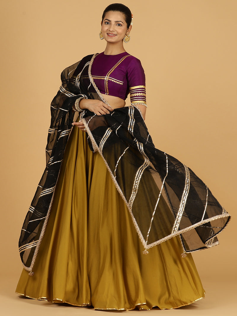 Chandni x Tyohaar | Organza Dupatta with Gold Gota Lace-Binks