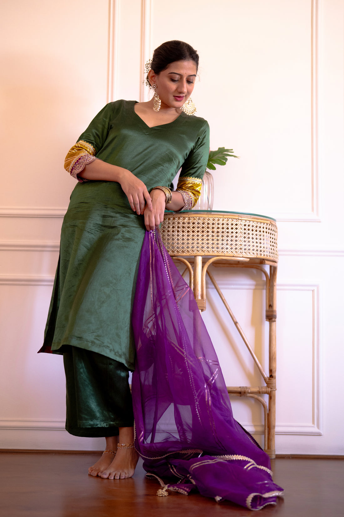 Falak x Tyohaar Dupatta, in Purple Viscose, made for party & festive (view 3).