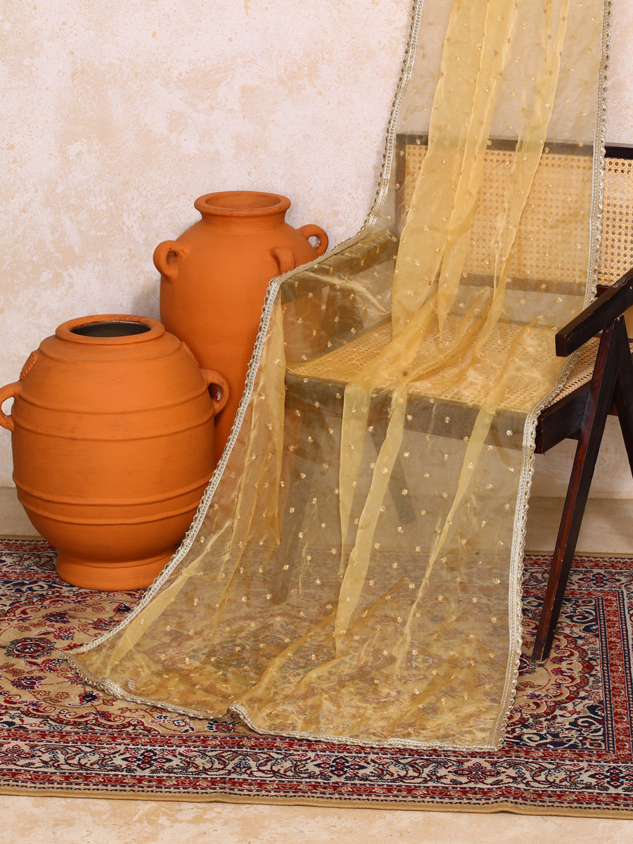 Zareen x Tyohaar Dupatta, in Gold Viscose, made for party & festive.