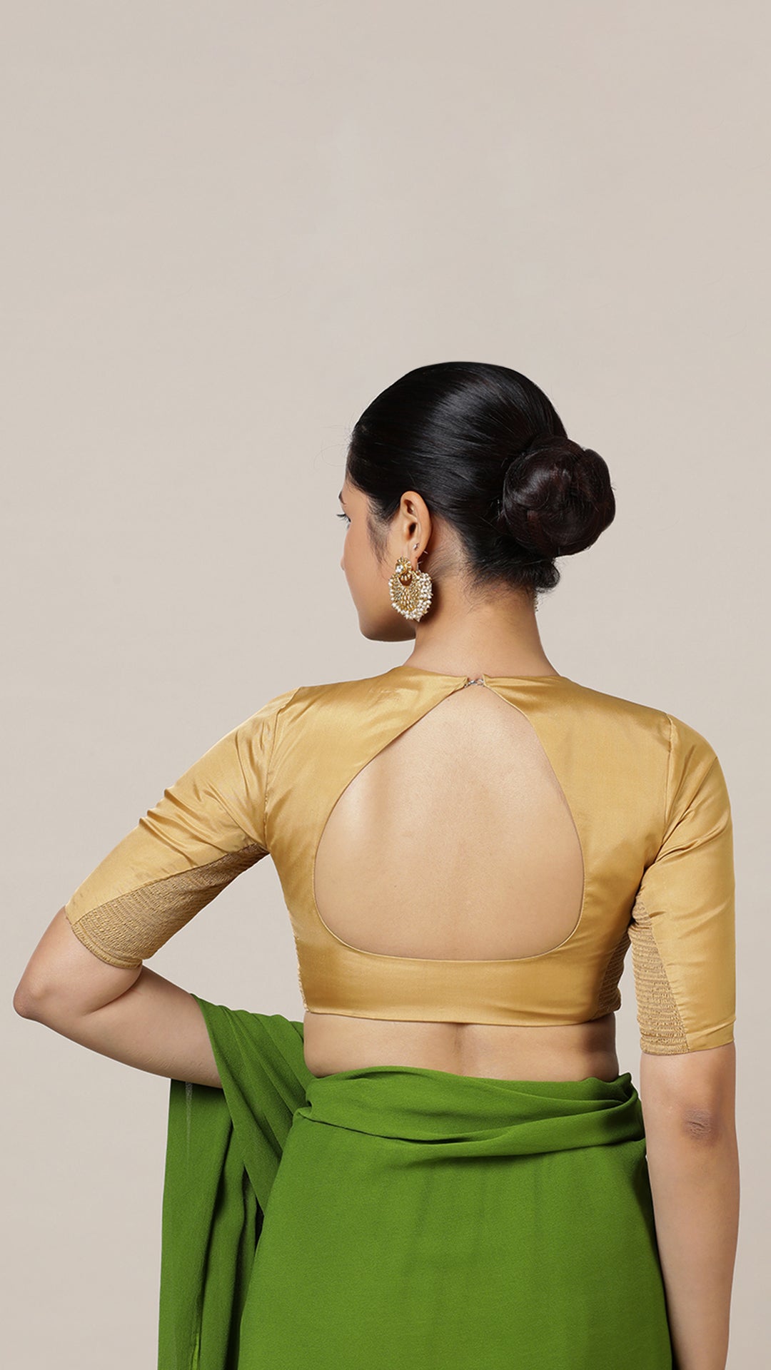 The 6-pc Binks Kasavu Kit with Gold Aziza Blouse - Get Onam-Ready Box Festive Fashion Box, in Gold Artificial Silk (view 10).