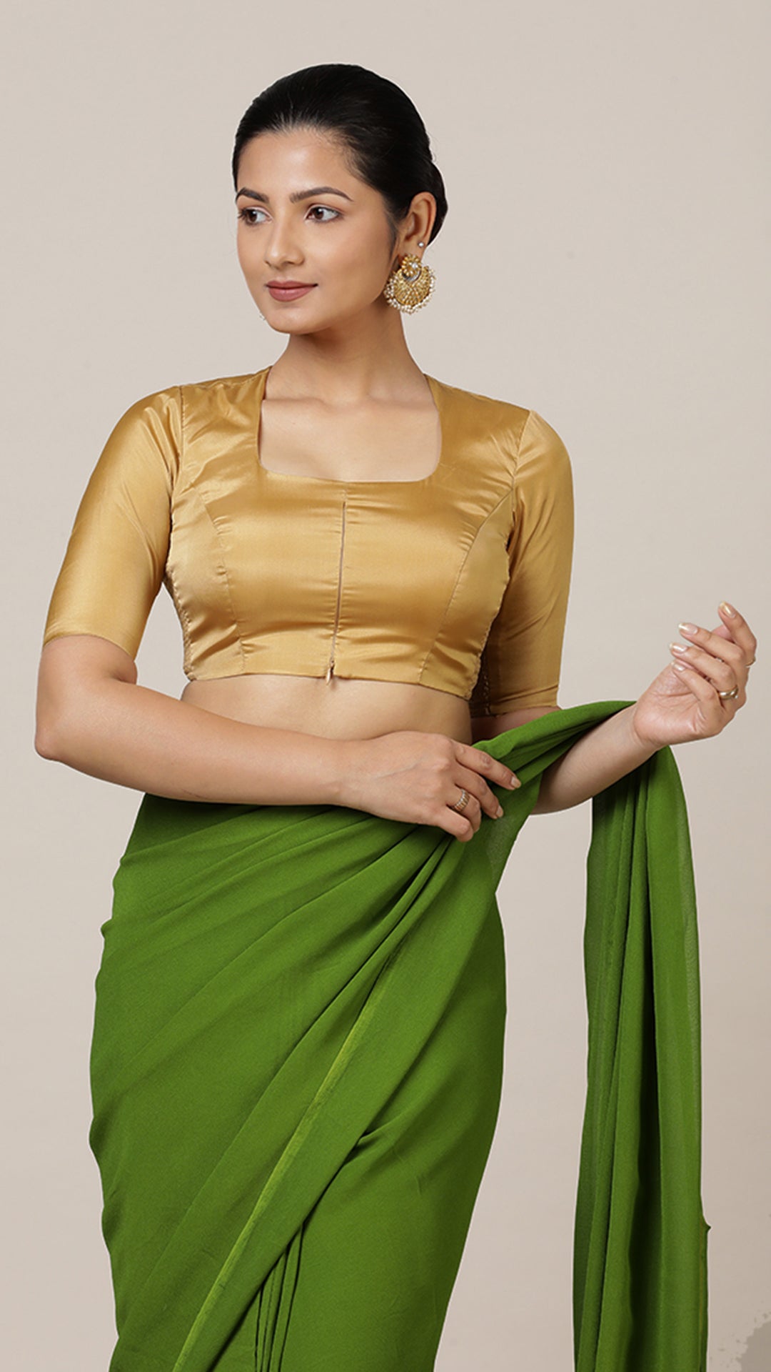 The 6-pc Binks Kasavu Kit with Gold Aziza Blouse - Get Onam-Ready Box Festive Fashion Box, in Gold Artificial Silk (view 9).