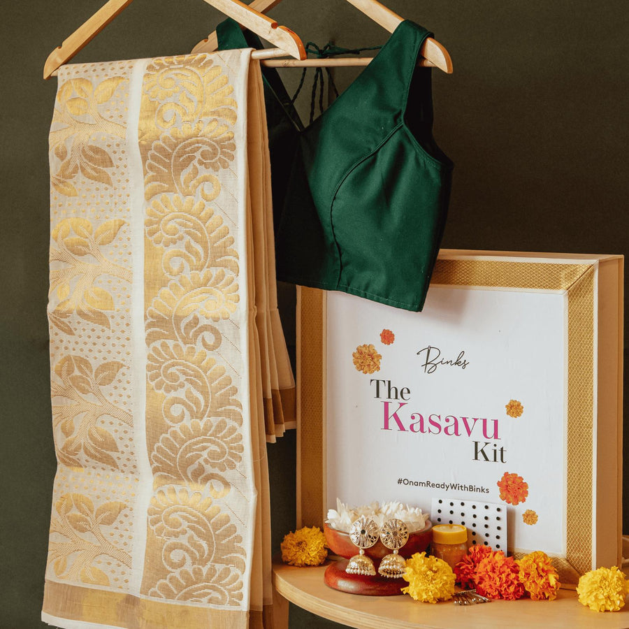 The Kasavu Kit - Get Ready For Onam Box Festive Fashion Box.