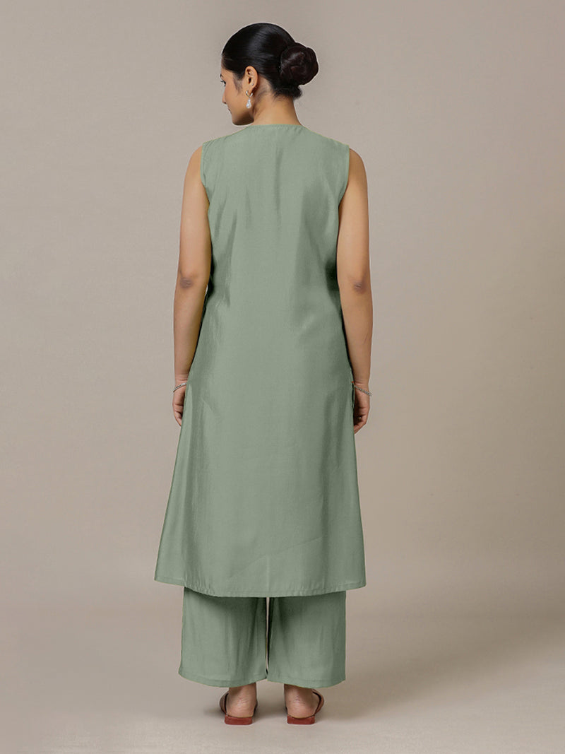 Adah x Rozaana | A Line Kurta in Mint Green with Thread Work | Coords or Only Kurta-Binks
