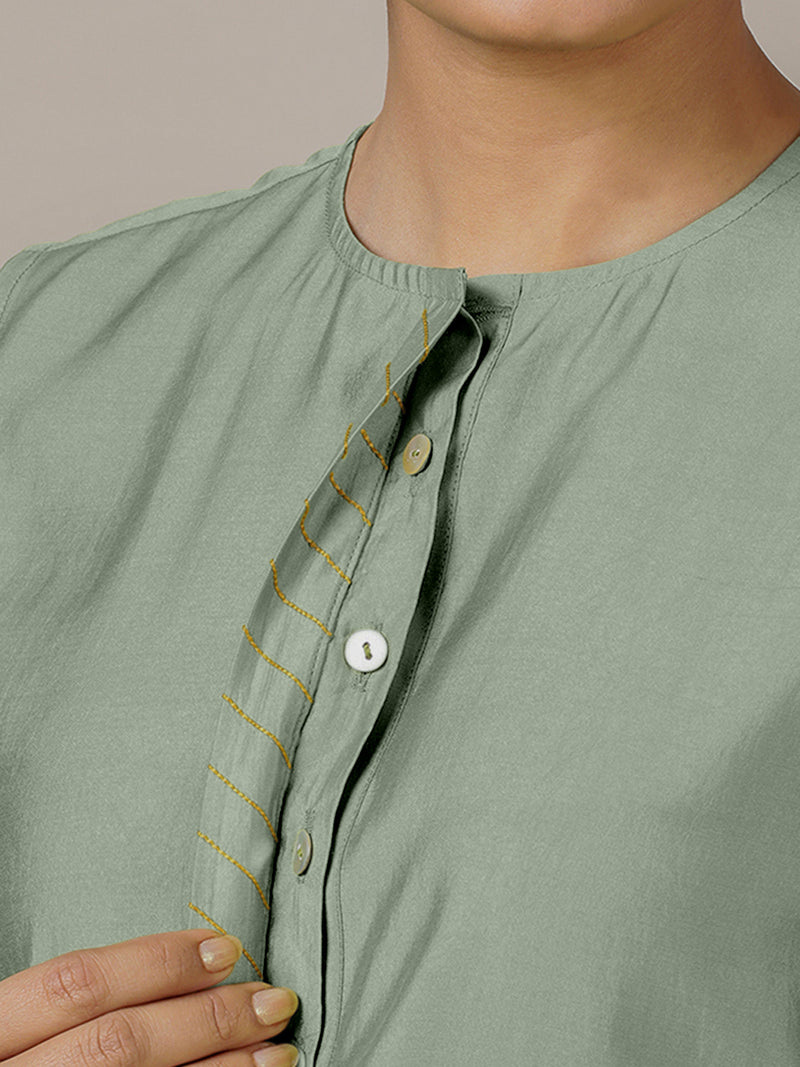 Adah x Rozaana | A Line Kurta in Mint Green with Thread Work | Coords or Only Kurta-Binks