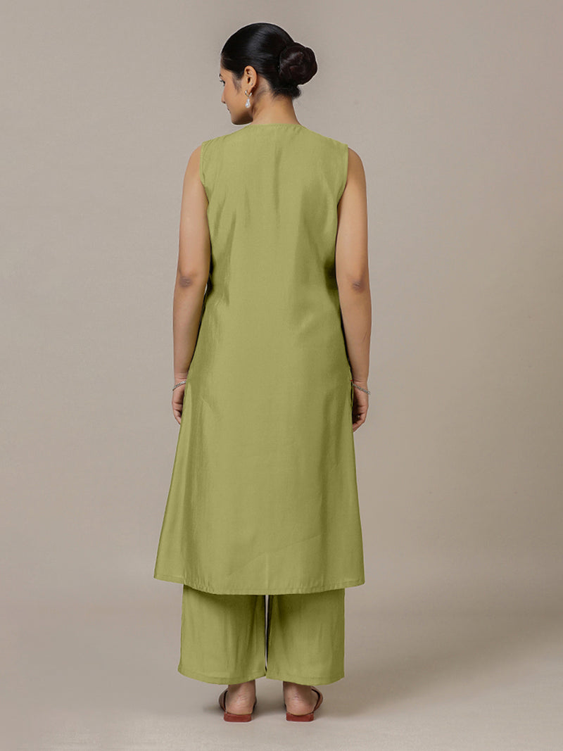 Adah x Rozaana | A Line Kurta in Pista Green with Thread Work | Coords or Only Kurta-Binks