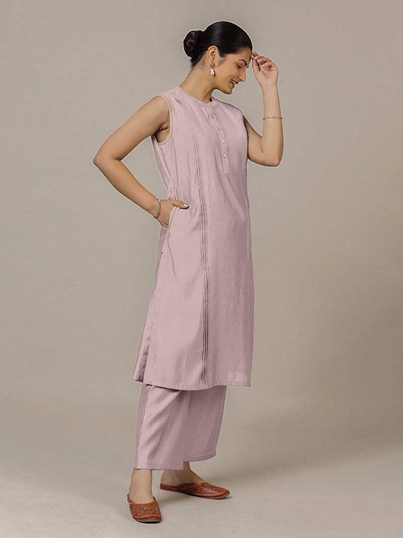 Alina x Rozaana | A Line Kurta in Lilac with Thread Work | Coords or Only Kurta-Binks