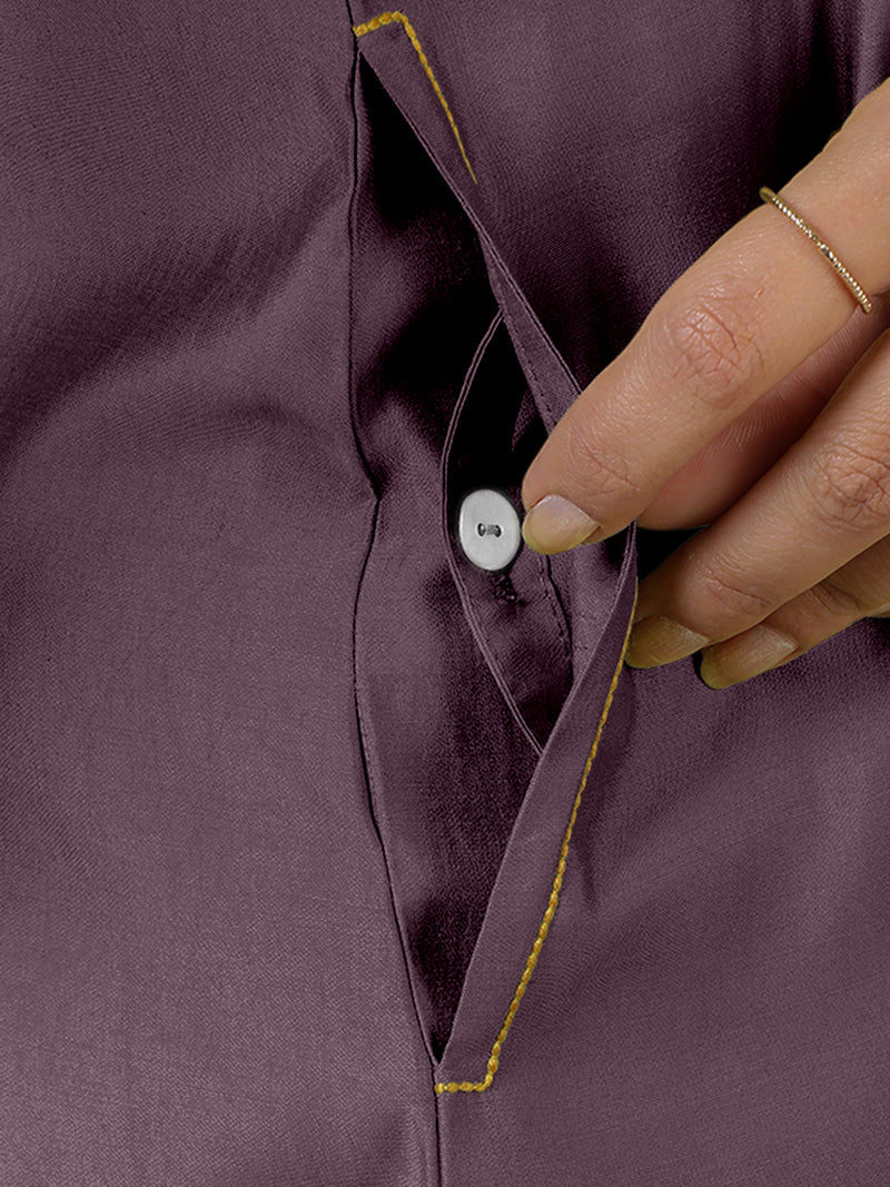 Alina x Rozaana | A Line Kurta in Purple Mauve with Thread Work | Coords or Only Kurta-Binks