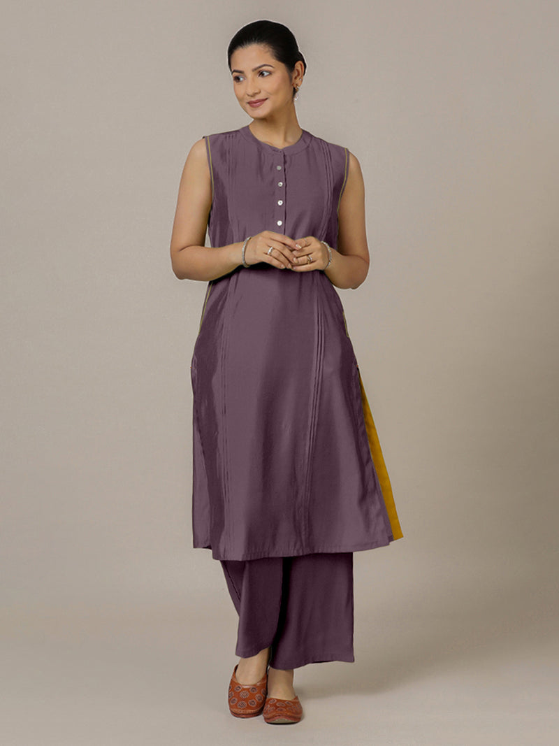 Alina x Rozaana | A Line Kurta in Purple Mauve with Thread Work | Coords or Only Kurta-Binks