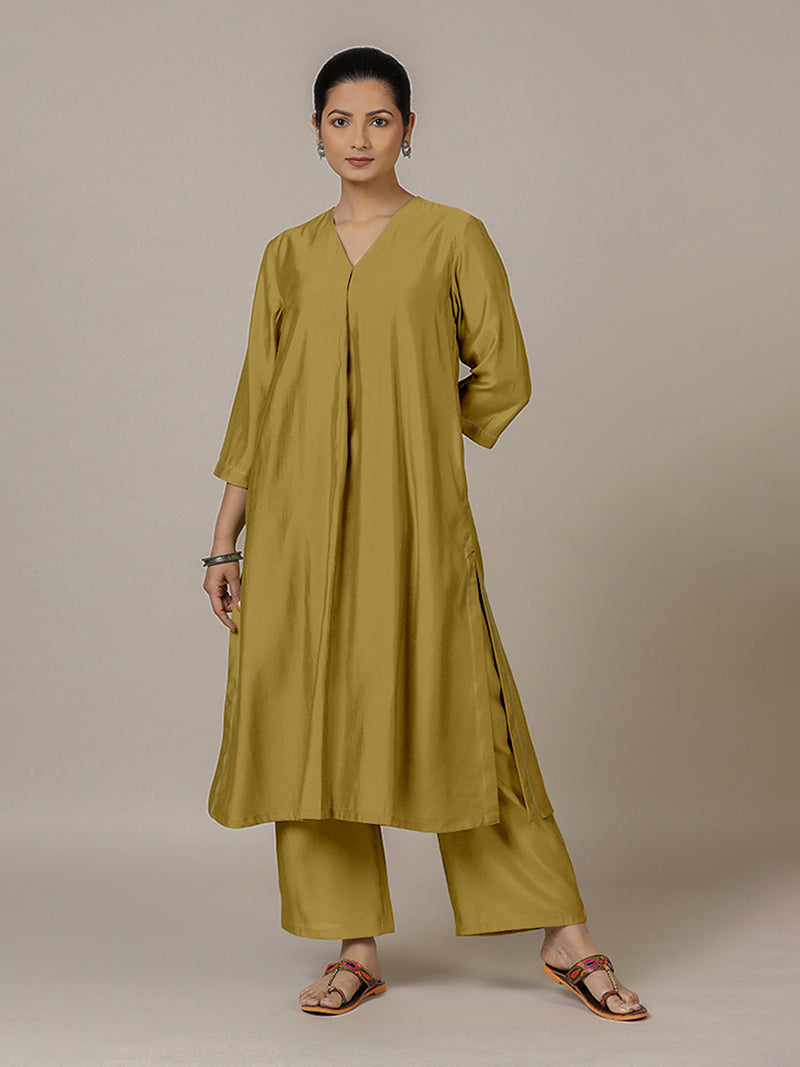 Alisha x Rozaana | A Line Kurta in Dijon Mustard with Thread Work | Coords or Only Kurta-Binks