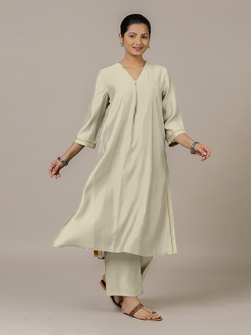 Alisha x Rozaana | A Line Kurta in Ivory with Thread Work | Coords or Only Kurta-Binks