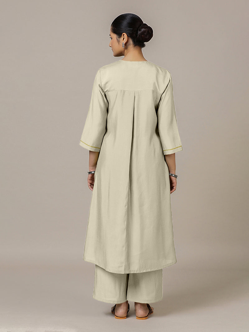 Alisha x Rozaana | A Line Kurta in Ivory with Thread Work | Coords or Only Kurta-Binks