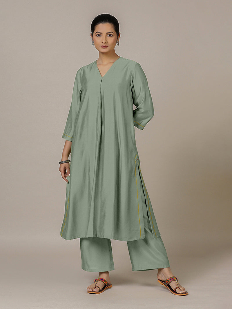 Alisha x Rozaana | A Line Kurta in Mint Green with Thread Work | Coords or Only Kurta-Binks