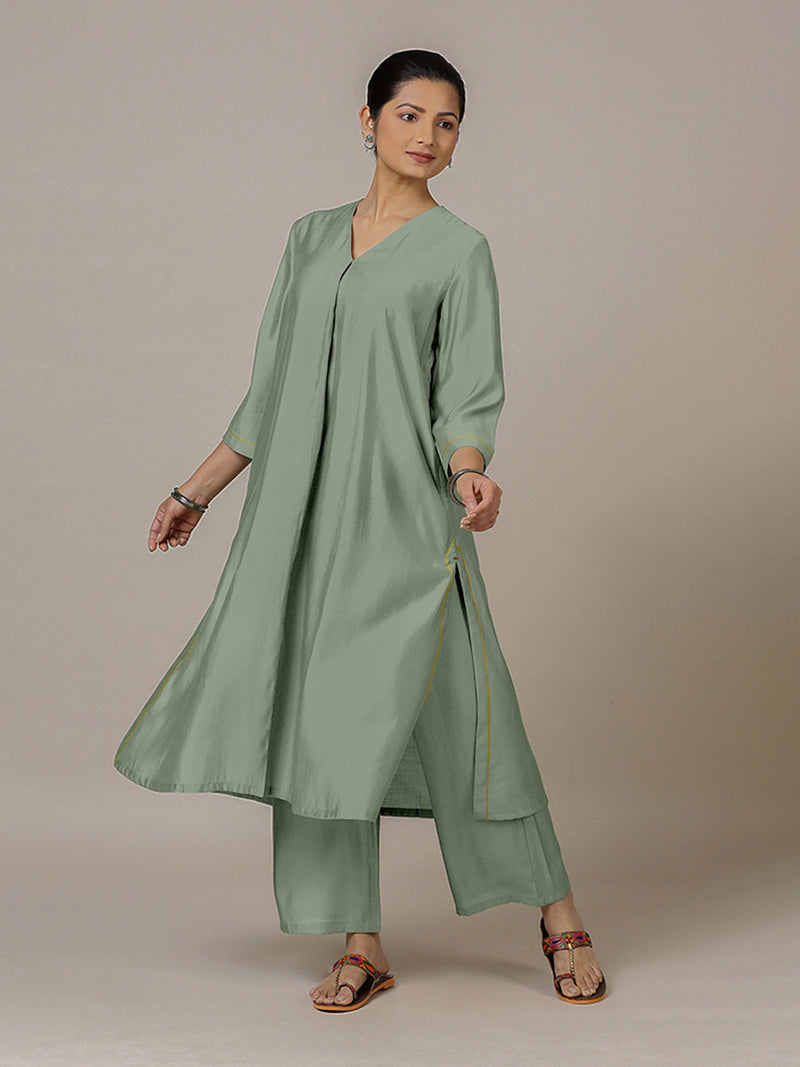 Alisha x Rozaana | A Line Kurta in Mint Green with Thread Work | Coords or Only Kurta-Binks