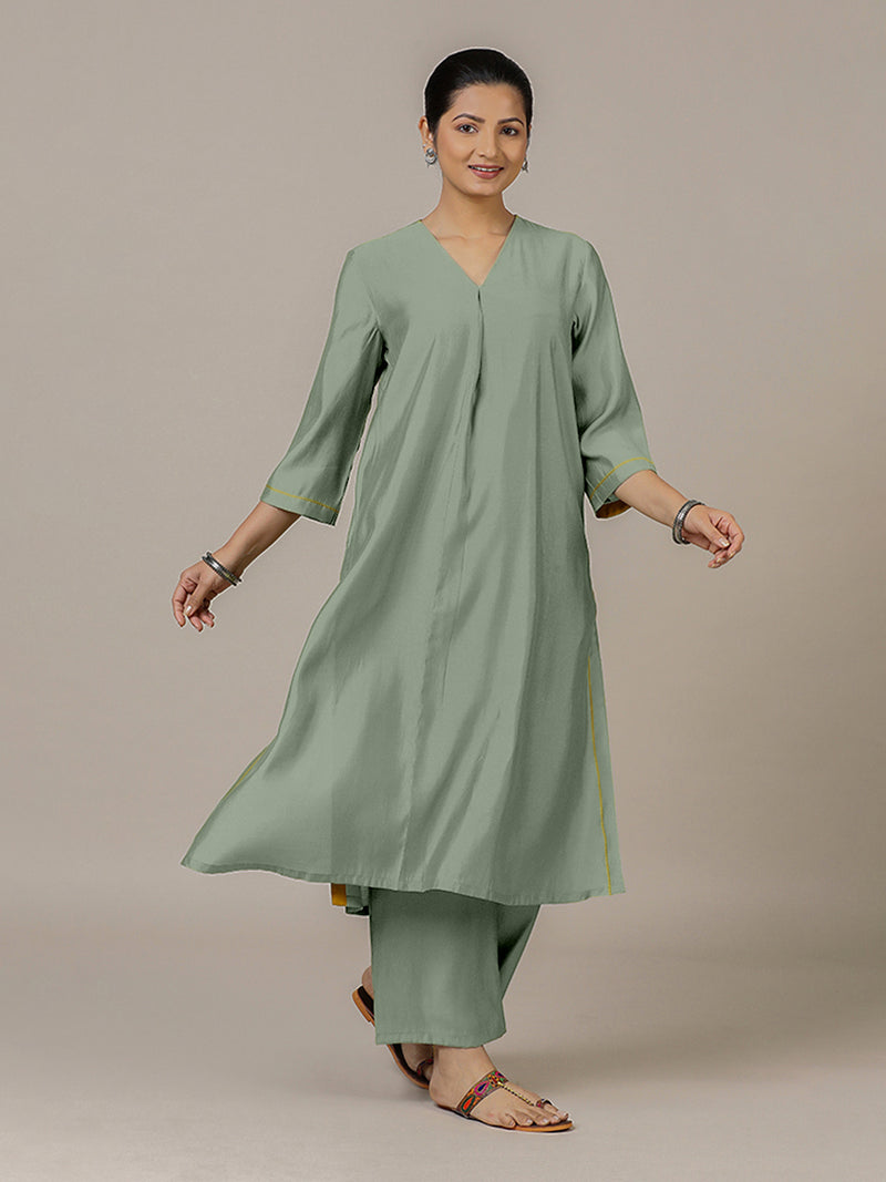 Alisha x Rozaana | A Line Kurta in Mint Green with Thread Work | Coords or Only Kurta-Binks