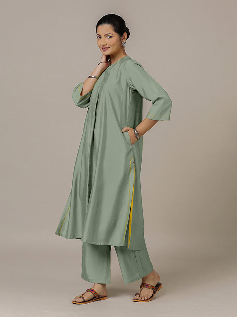Alisha x Rozaana | A Line Kurta in Mint Green with Thread Work | Coords or Only Kurta-Binks