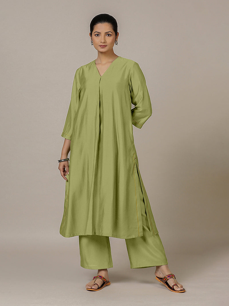 Alisha x Rozaana | A Line Kurta in Pista Green with Thread Work | Coords or Only Kurta-Binks