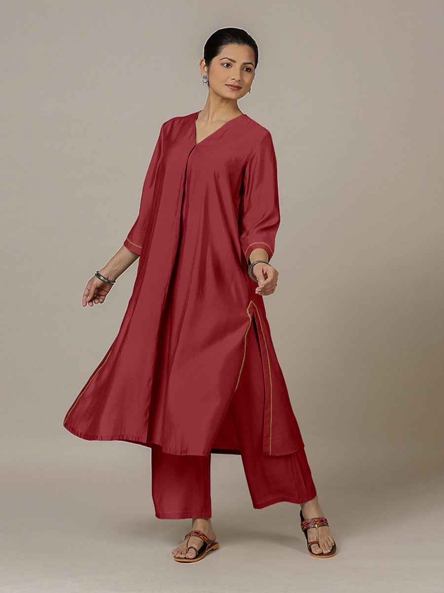 Alisha x Rozaana | A Line Kurta in Scarlet Red with Thread Work | Coords or Only Kurta