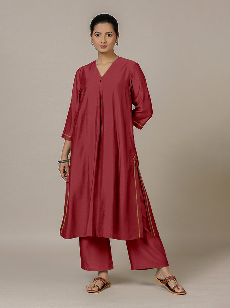Alisha x Rozaana | A Line Kurta in Scarlet Red with Thread Work | Coords or Only Kurta-Binks