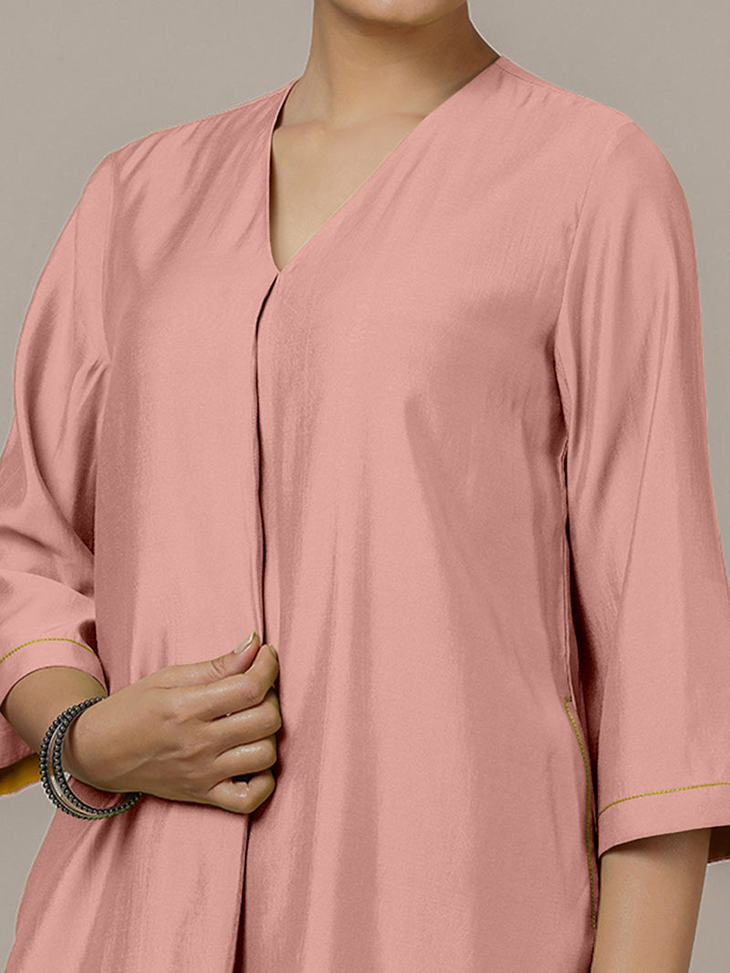 Alisha x Rozaana | A Line Kurta in Sea Pink with Thread Work | Coords or Only Kurta-Binks