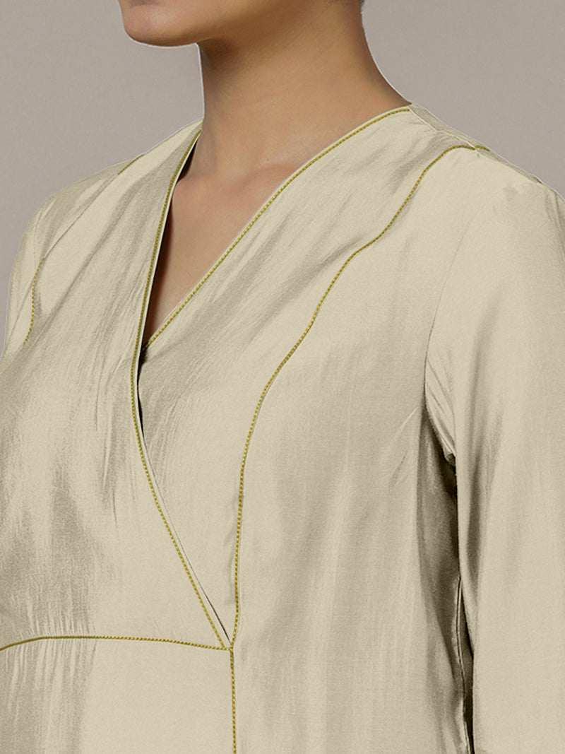 Amal x Rozaana | A Line Kurta in Ivory with Thread Work | Coords or Only Kurta-Binks