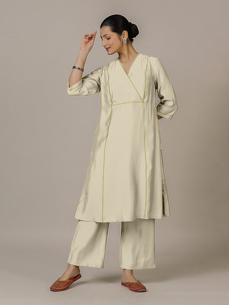 Amal x Rozaana | A Line Kurta in Ivory with Thread Work | Coords or Only Kurta-Binks