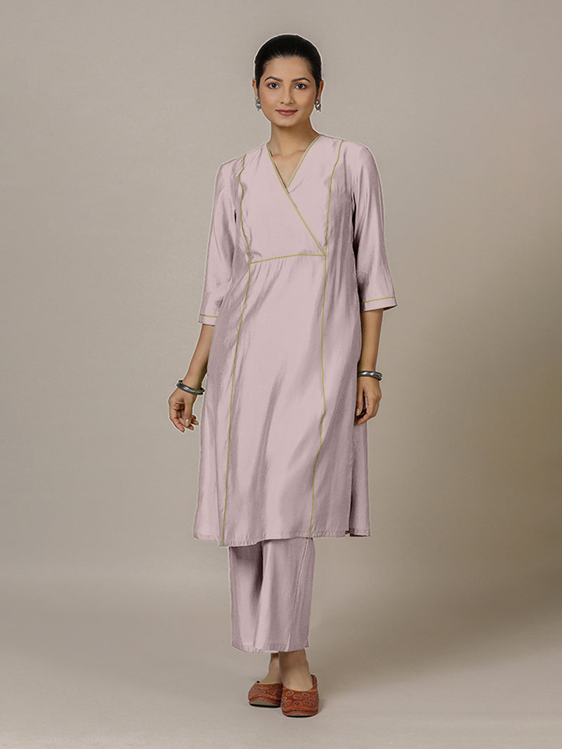Amal x Rozaana | A Line Kurta in Lilac with Thread Work | Coords or Only Kurta-Binks