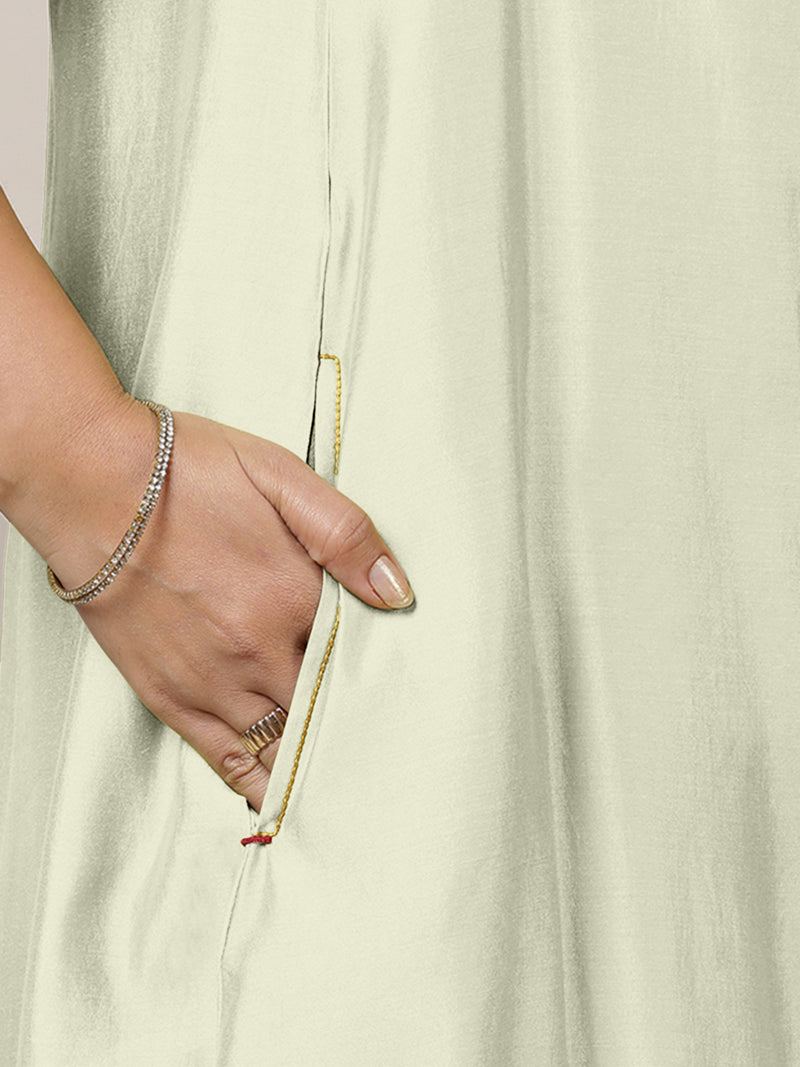 Anoki x Rozaana | A Line Kurta in Ivory with Thread Work | Coords or Only Kurta-Binks