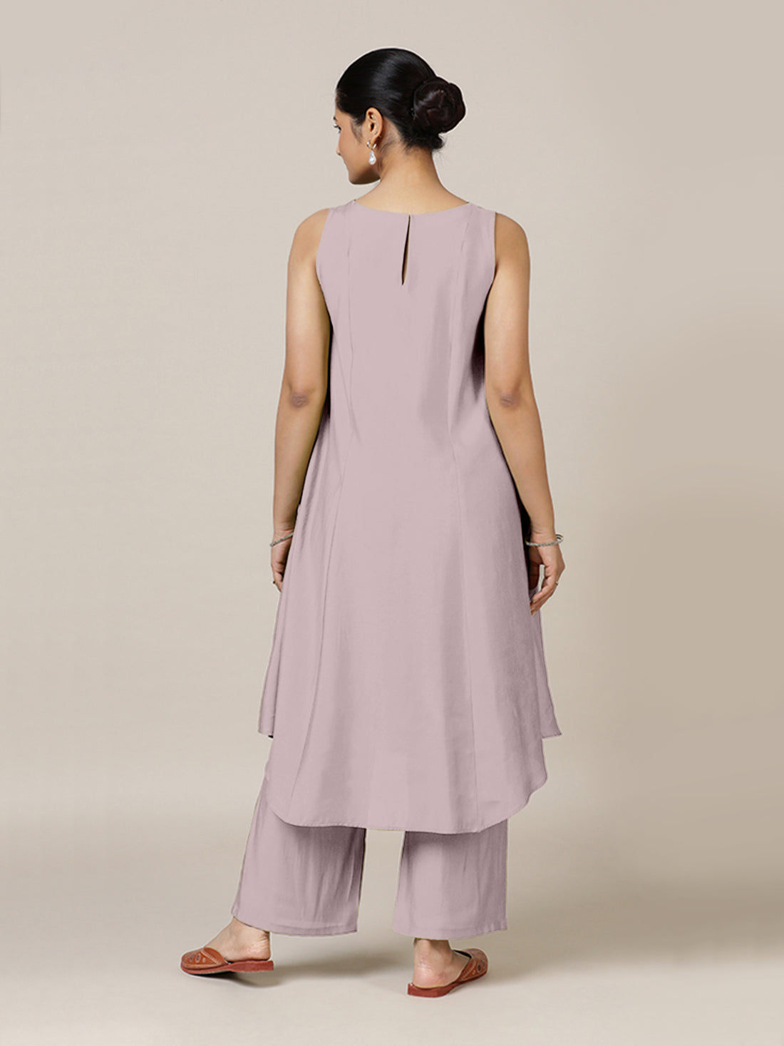 Anoki x Rozaana Kurta, in Purple Viscose, featuring sleeveless and boat neckline, made for daily & work (view 2).