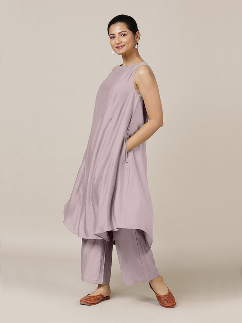 Anoki x Rozaana | A Line Kurta in Lilac with Thread Work | Coords or Only Kurta-Binks