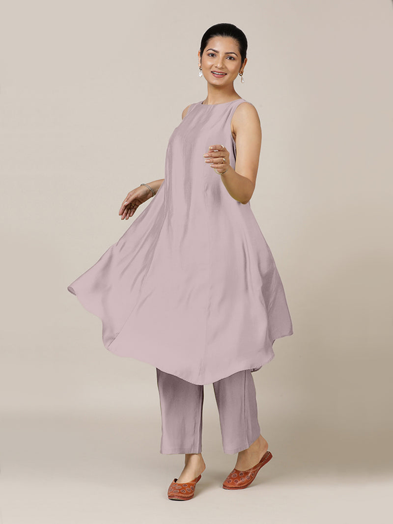 Anoki x Rozaana | A Line Kurta in Lilac with Thread Work | Coords or Only Kurta-Binks