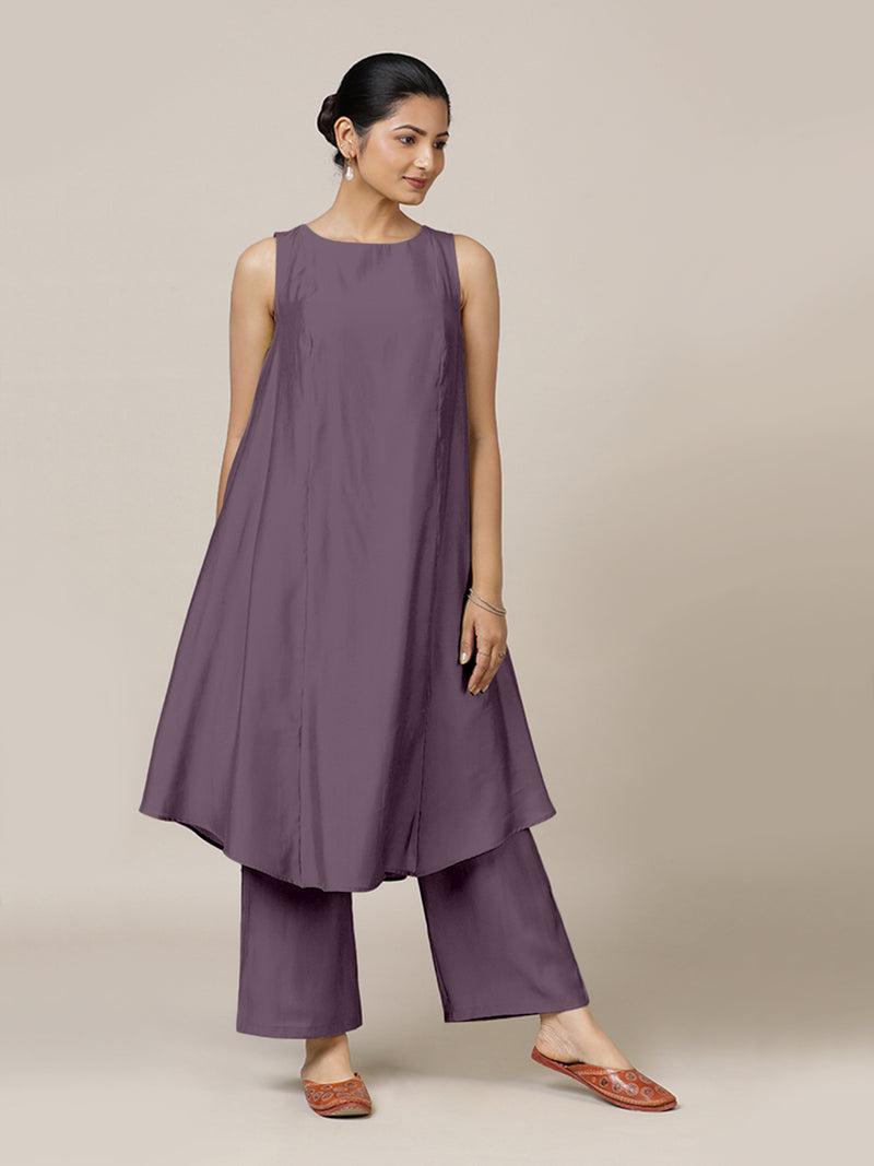 Anoki x Rozaana | A Line Kurta in Purple Mauve with Thread Work | Coords or Only Kurta-Binks