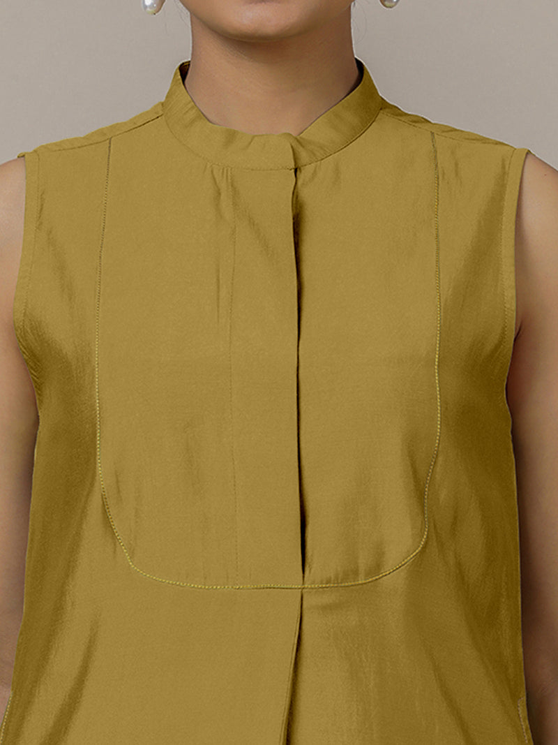 Eira x Rozaana | A Line Kurta w/ Mandarin Collar in Dijon Mustard | Coords or Only Kurta-Binks