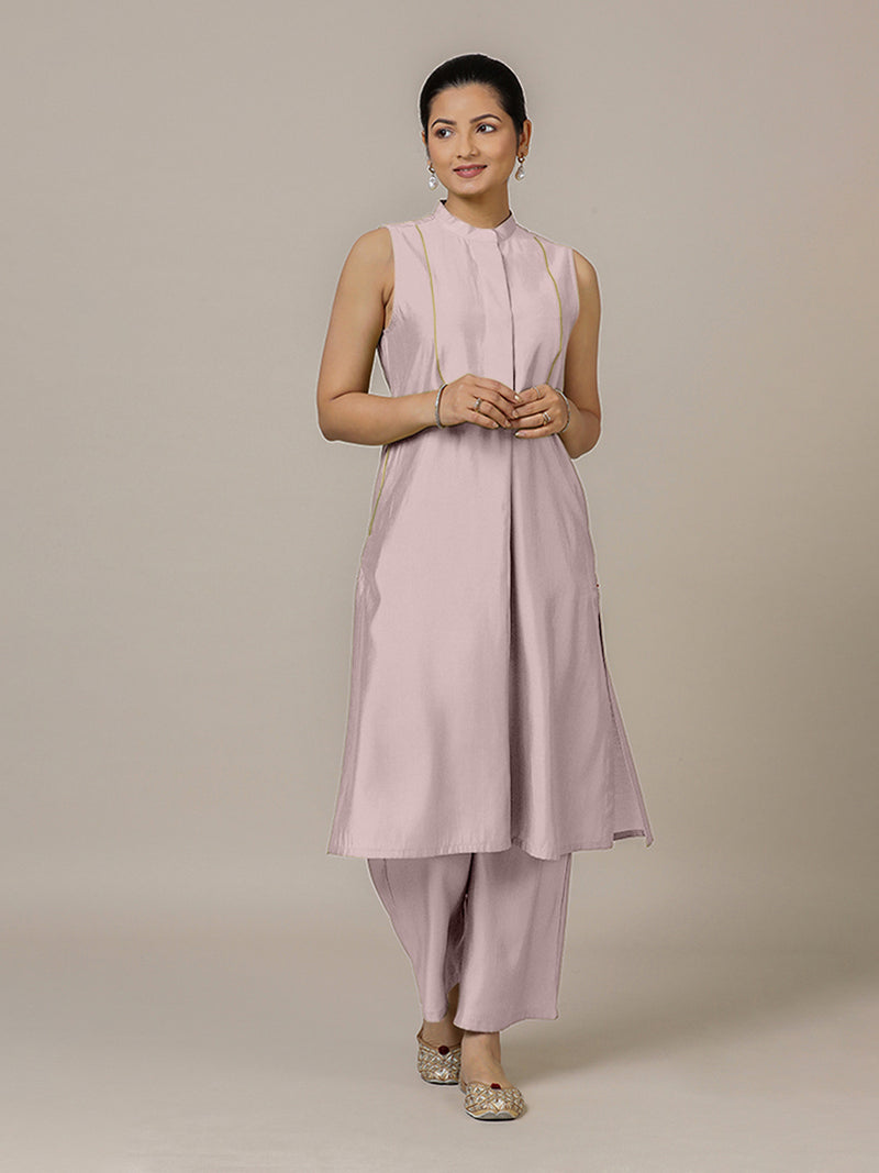 Eira x Rozaana | A Line Kurta w/ Mandarin Collar in Lilac | Coords or Only Kurta-Binks