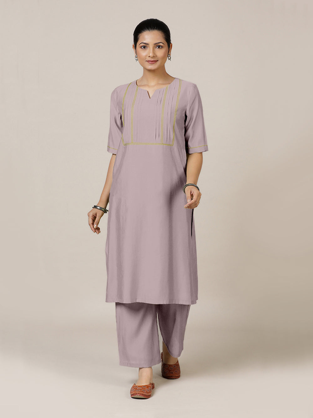 Esha x Rozaana | A Line Kurta in Lilac with Thread Work | Coords or Only Kurta