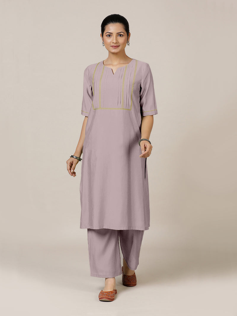 Esha x Rozaana | A Line Kurta in Lilac with Thread Work | Coords or Only Kurta-Binks
