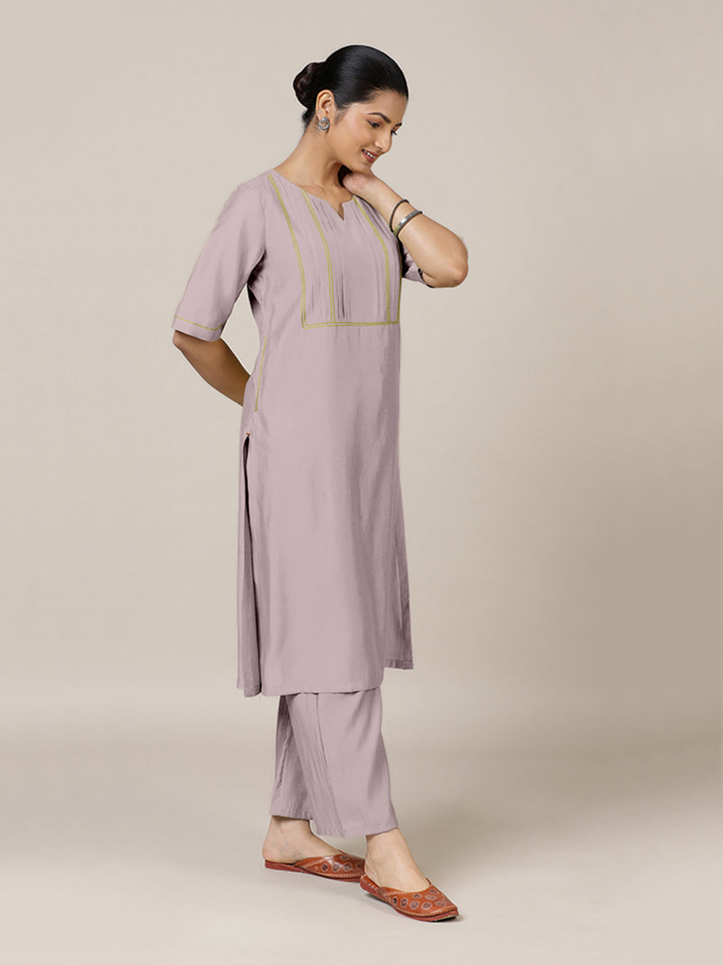 Esha x Rozaana | A Line Kurta in Lilac with Thread Work | Coords or Only Kurta-Binks