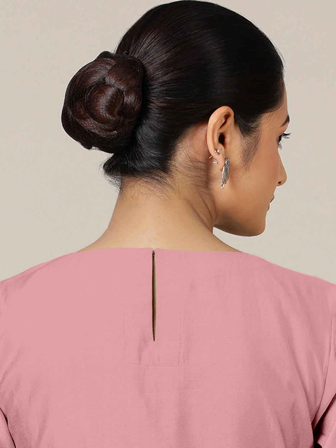 Esha x Rozaana Kurta, in Pink Viscose, featuring elbow sleeves and round neck with splitline, made for daily & work (view 5).