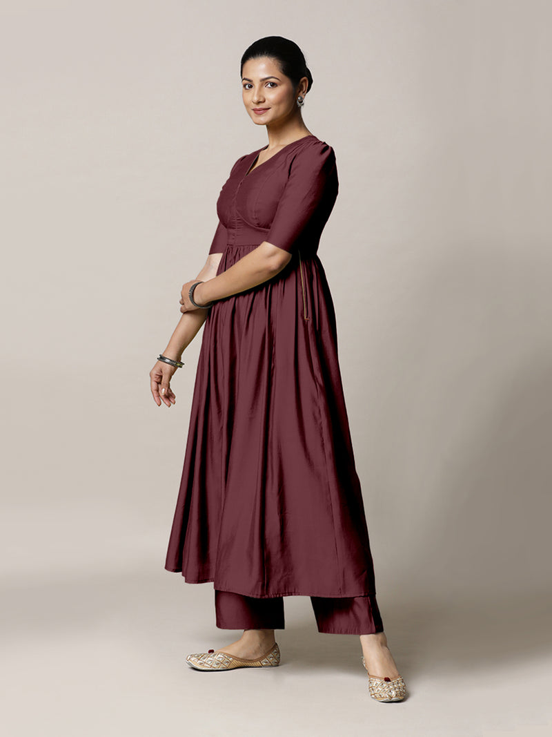 Faiza x Rozaana | A Line Kurta in Deep Maroon with Thread Work | Coords or Only Kurta-Binks